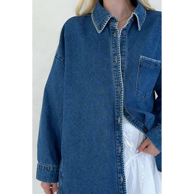 Harley Stitch Detail Denim Shacket