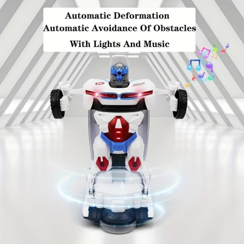 Automatic Deformation Robot Stunt Car Toy, 1 Count Transform Car Toy, Automatic Universal Avoid Obstacles Car Toy with Lights and Music, Birthday Gift, Toys for Boys