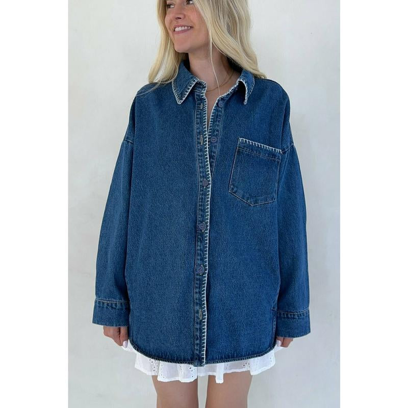 Harley Stitch Detail Denim Shacket