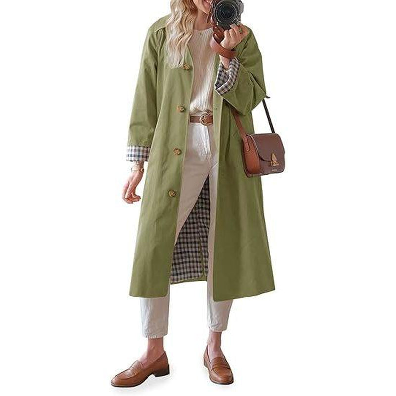 Imily Bela Women'S Long Trench Coat Single Breasted Oversized Windproof Overcoat Fashion Outerwear