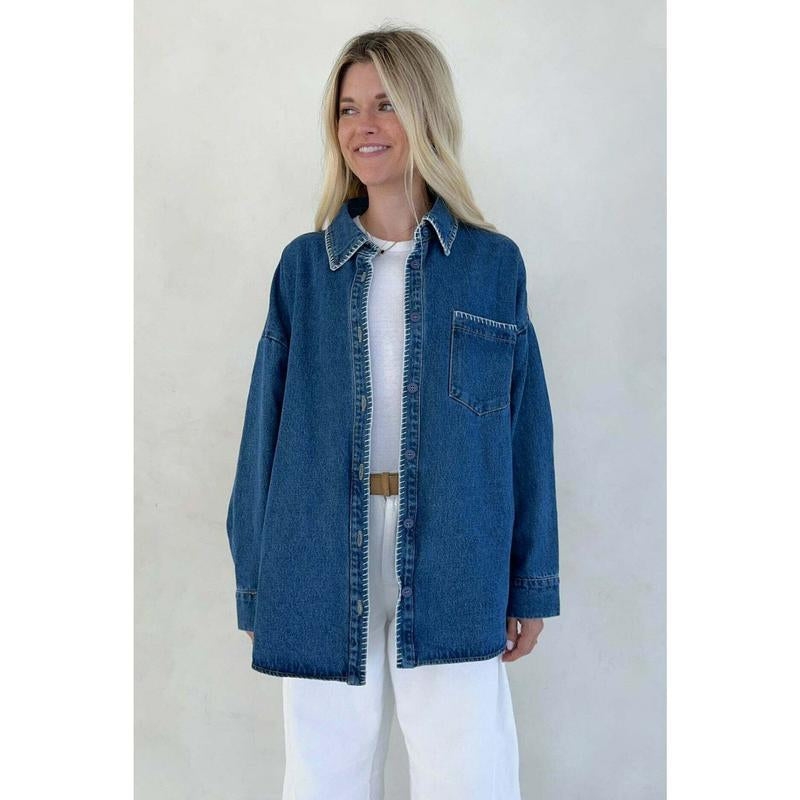 Harley Stitch Detail Denim Shacket