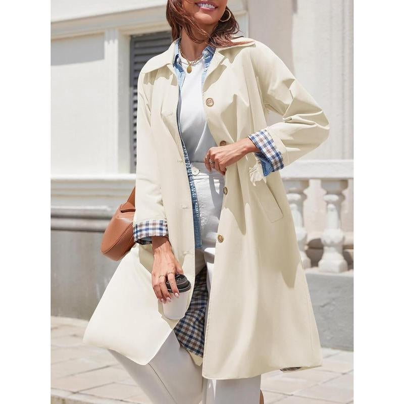 Imily Bela Women'S Long Trench Coat Single Breasted Oversized Windproof Overcoat Fashion Outerwear