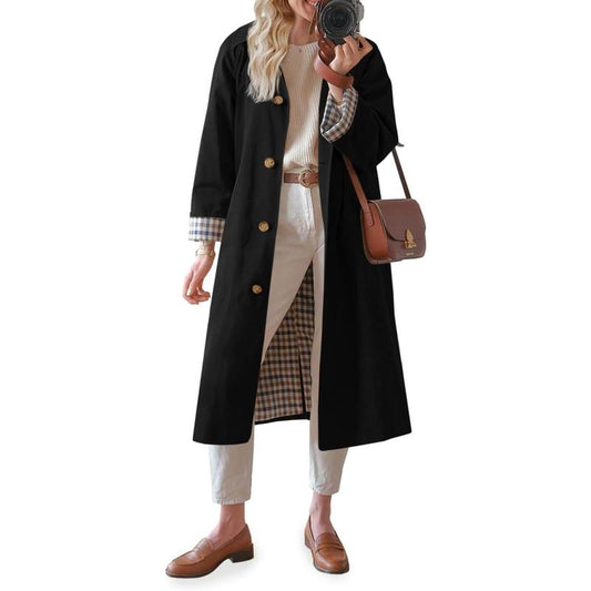 Imily Bela Women'S Long Trench Coat Single Breasted Oversized Windproof Overcoat Fashion Outerwear