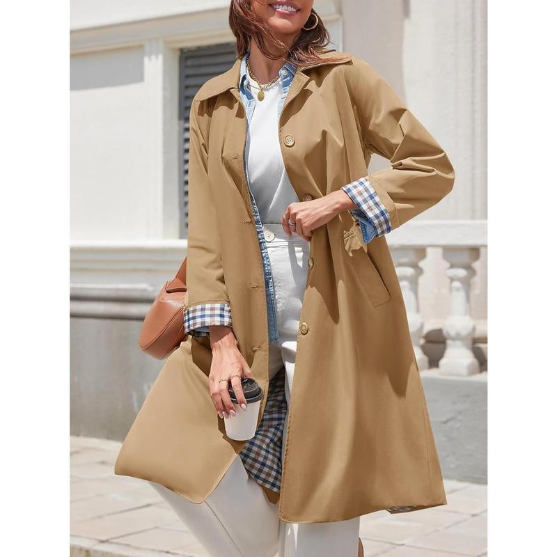 Imily Bela Women'S Long Trench Coat Single Breasted Oversized Windproof Overcoat Fashion Outerwear