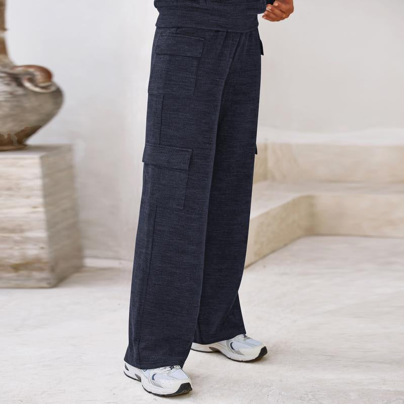 Prettygarden Womens Fall Outfit 2-Piece Knitted Sets Hoodie Tracksuits Wide Leg Pants with Pocket and Drawstring Long Sleeve Hooded Kangoroo Pocket Tops Knitwear Sporty Loungwear, Womenswear Travel Outfit